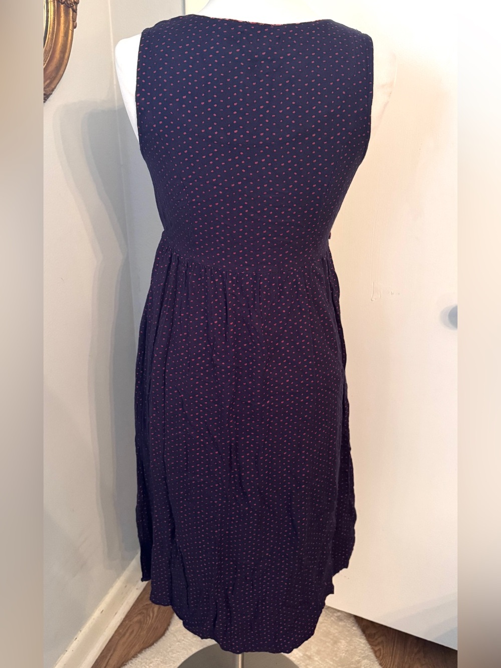 April Cornell Vintage 90s Purple Polka Dot Button Down Midi Dress Size XS S - Picture 5 of 12
